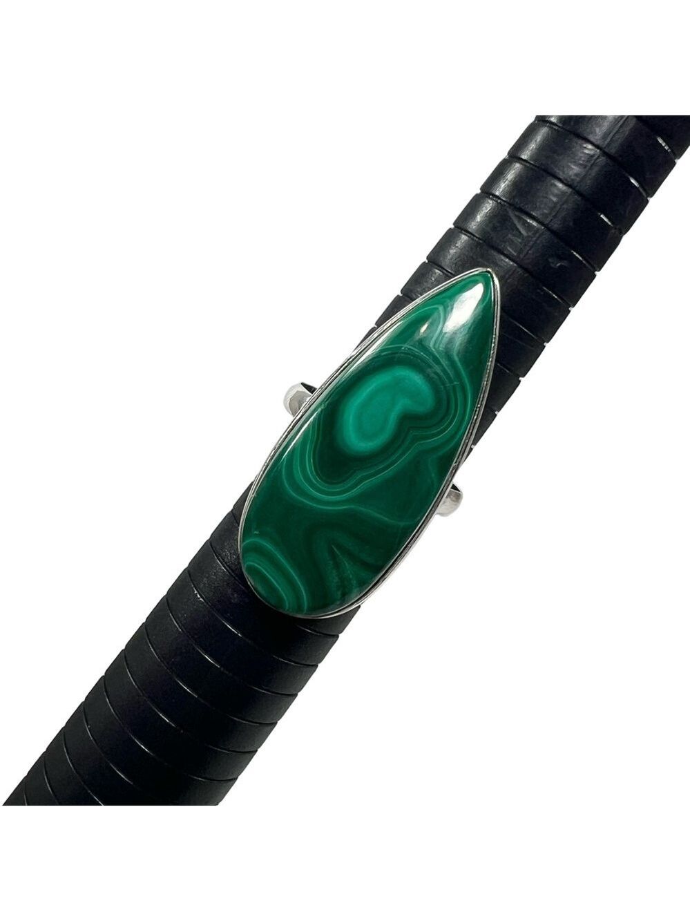 Malachite 925 Pear Shaped Gemstone Ring size 11.25